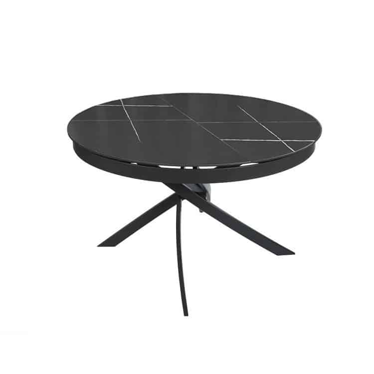 Apvalus valgomojo stalas FJORD juodas 110Ø (155)xH76 cm