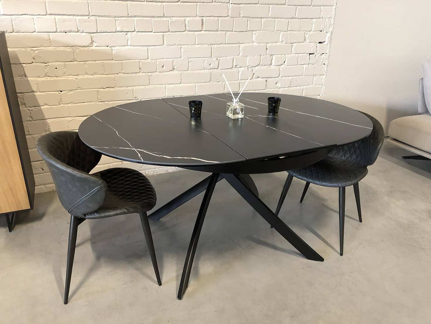 Apvalus valgomojo stalas FJORD juodas 110Ø (155)xH76 cm 4