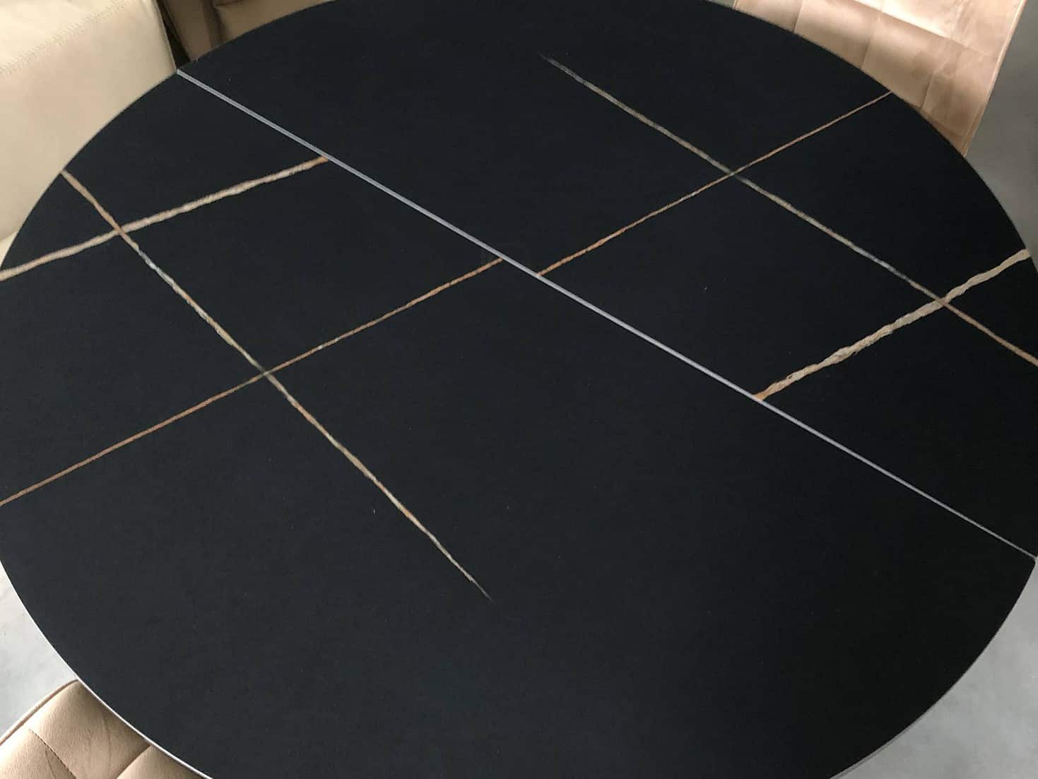 Apvalus valgomojo stalas FJORD juodas 110Ø (155)xH76 cm 8