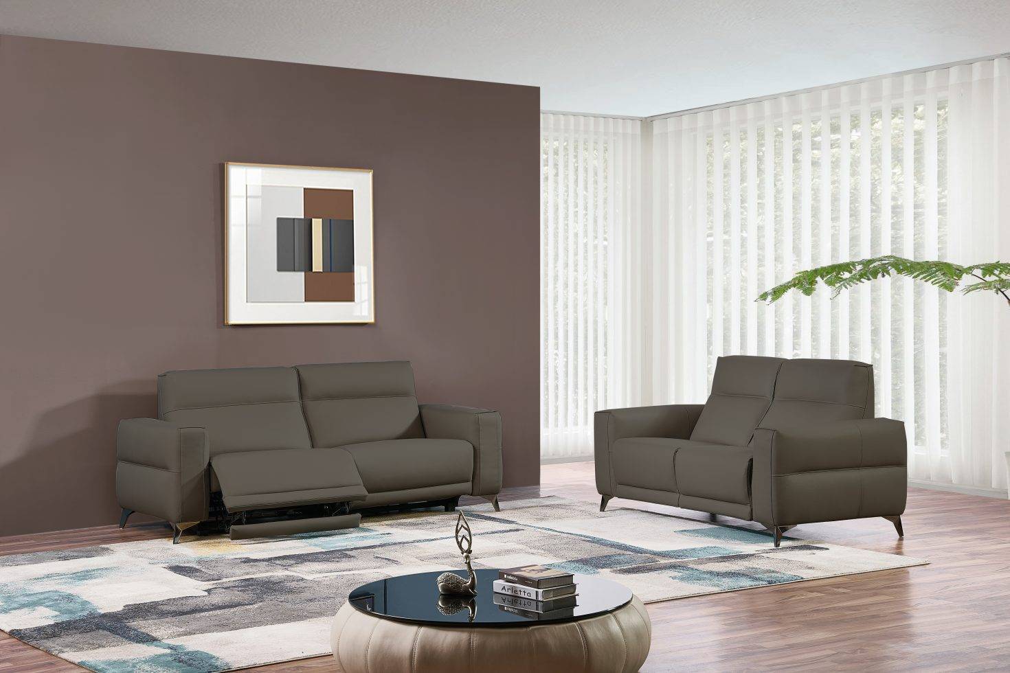 2RR+2 odinis sofų komplektas LARGO + pridedamas besisukantis modernus fotelis 2