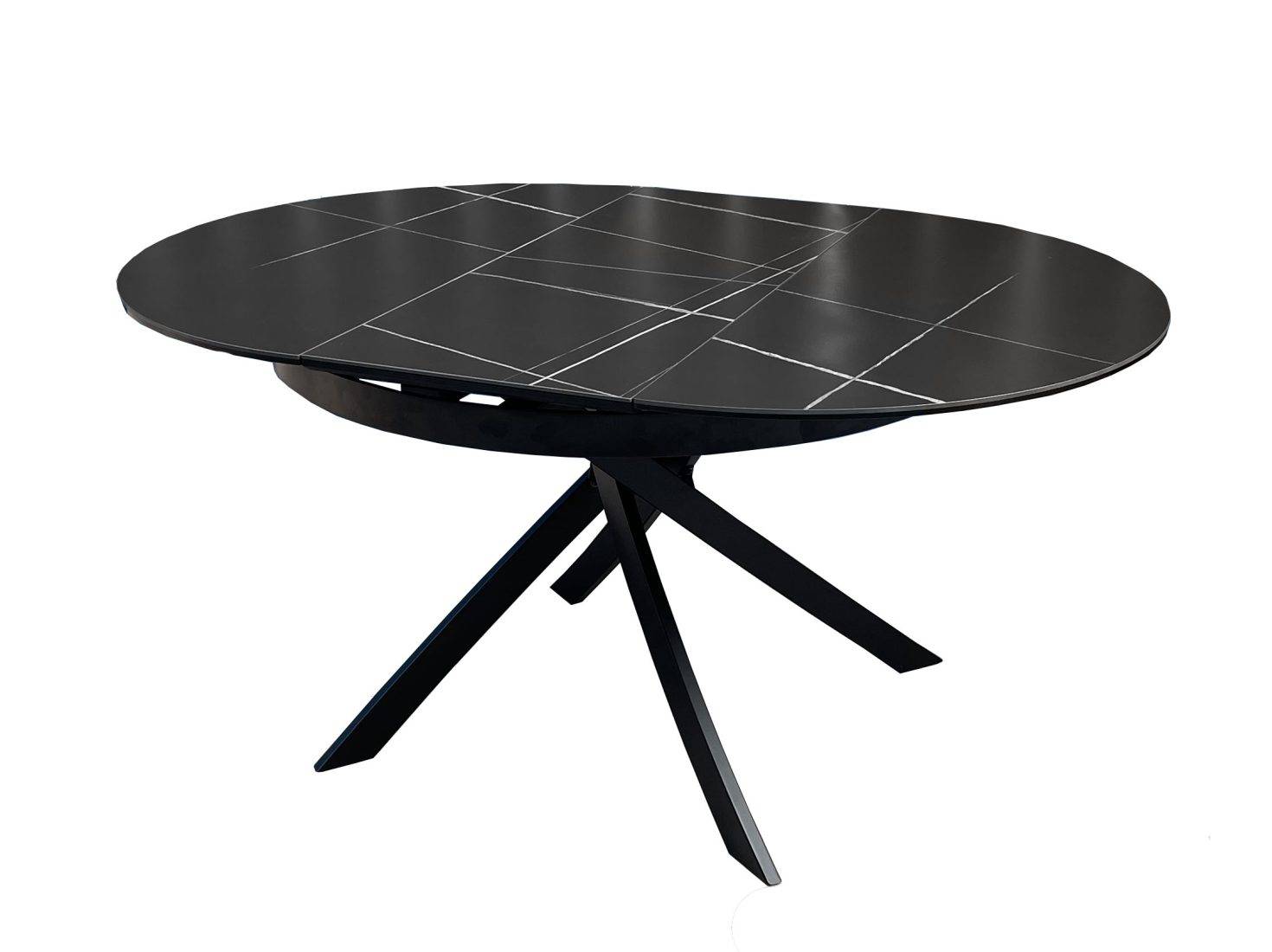Apvalus valgomojo stalas FJORD juodas 110Ø (155)xH76 cm 3