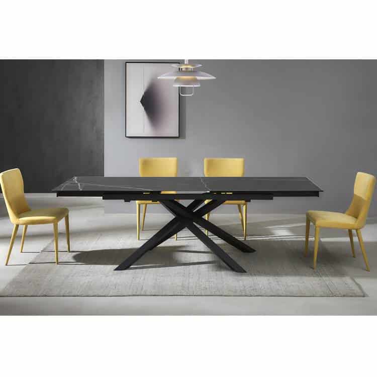 Valgomojo stalas BLANCO juodas 140 (170-200)x85xH76 cm