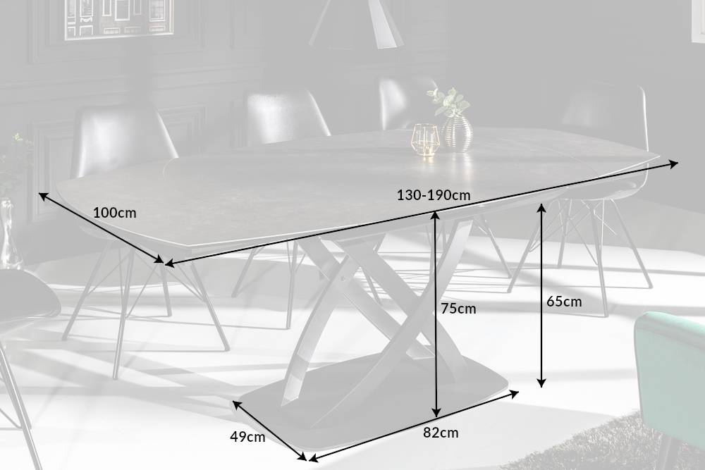Išsukamas stalas GENESIS-ANTRACITA 130(190)x100xH75 cm 8