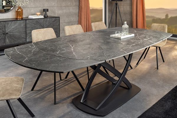 Vokiškas išsukamas stalas INCEPTION-ANTRACITA 130 (190)x90xH75 cm