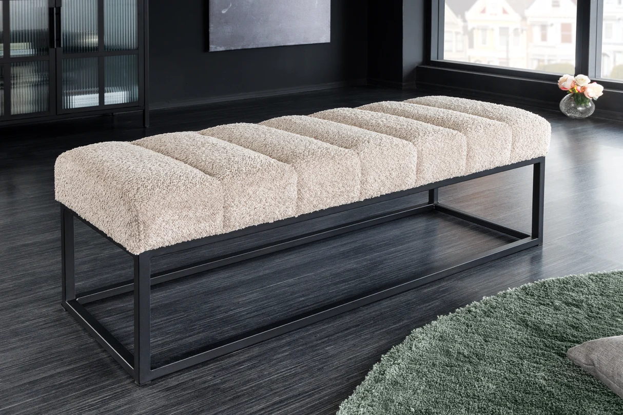 Vokiškas pufas PETIT BEAUTE – smėlio spalvos teddy gobelenas-4
