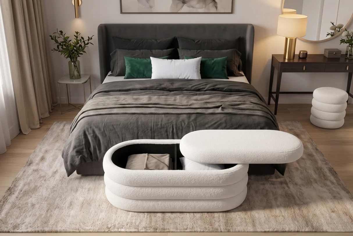 Vokiškas pufas VOQUE-WHITE – 113x50xH49 cm - šviesi spalva-6
