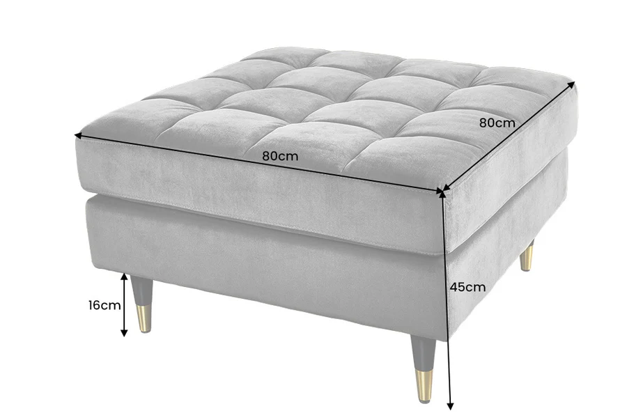 Vokiškas pufas COZY VELVET – pilkos spalvos veliūro gobelenas-3
