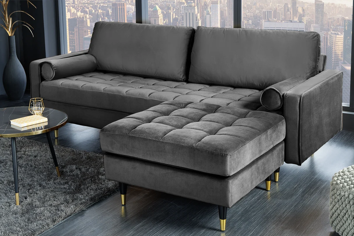 Vokiškas pufas COZY VELVET – pilkos spalvos veliūro gobelenas-4