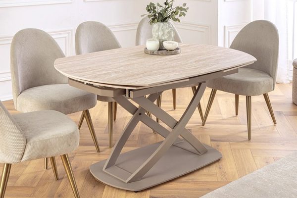 Vokiškas stalas INCEPTION-TRAVERTINE 130 (190)x90xH75 cm