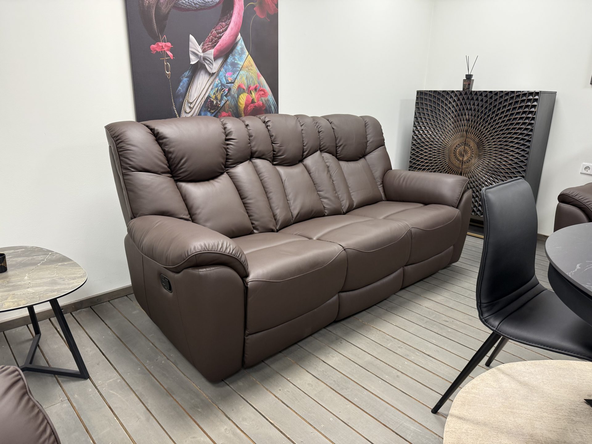 Odinė sofa reglaineris COMFORT - rudos spalvos oda-10