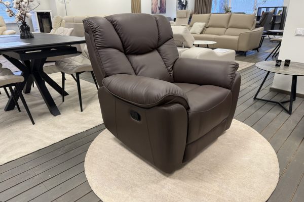 Odinis fotelis su reglaineriu COMFORT-103x90xH101 cm - ruda spalva