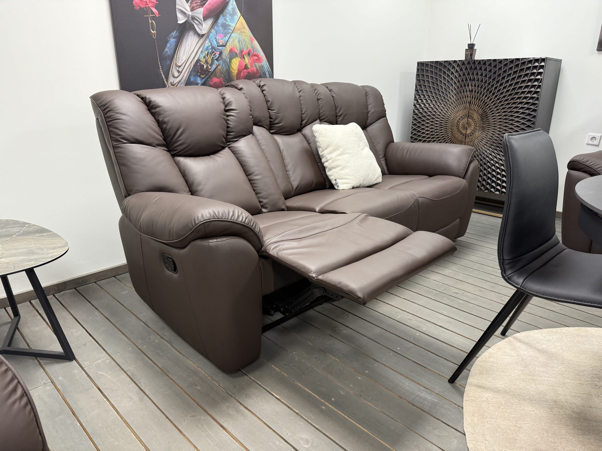 Odinė sofa reglaineris COMFORT - rudos spalvos oda-7