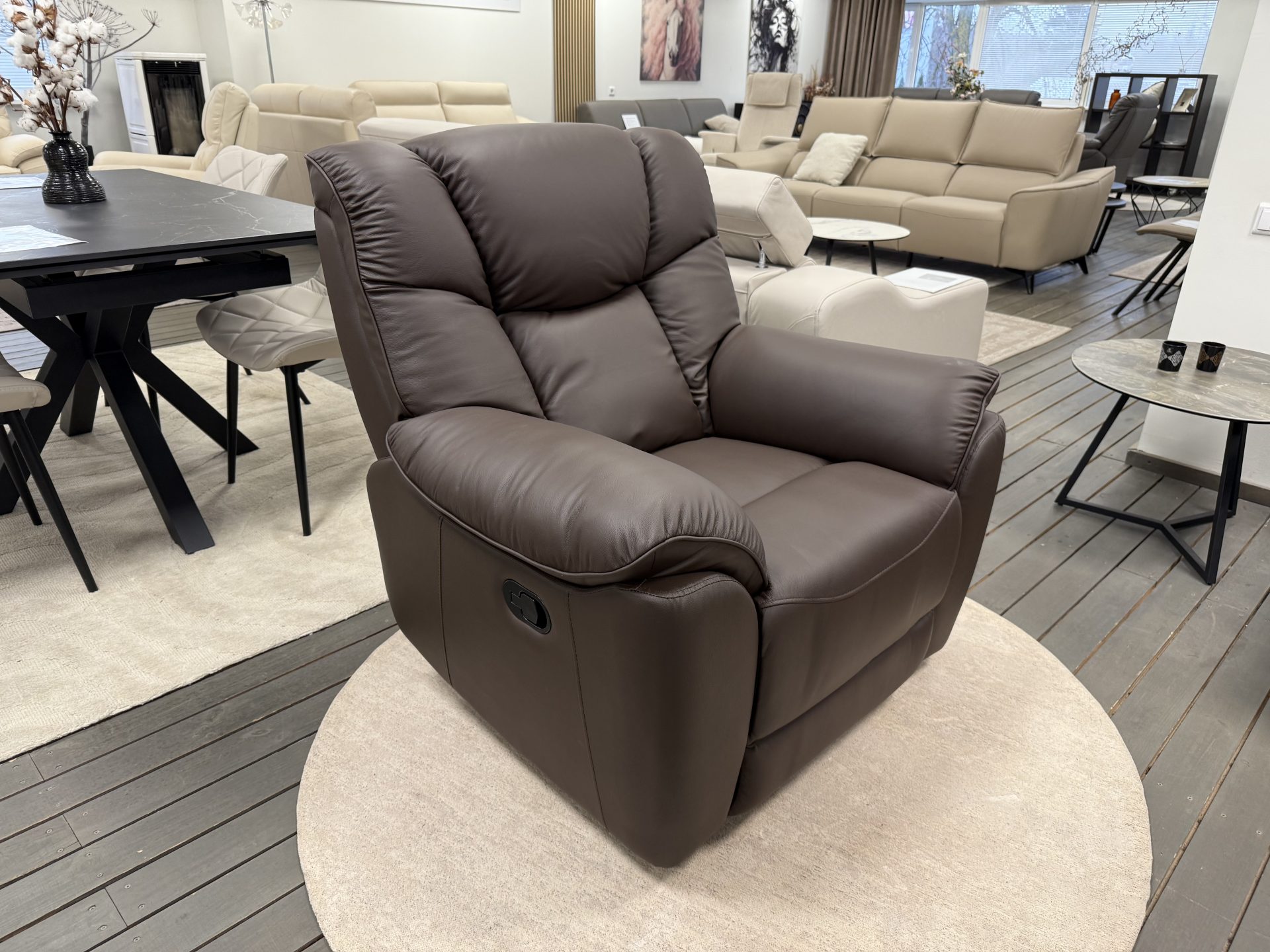 Odinė sofa reglaineris COMFORT - rudos spalvos oda-8