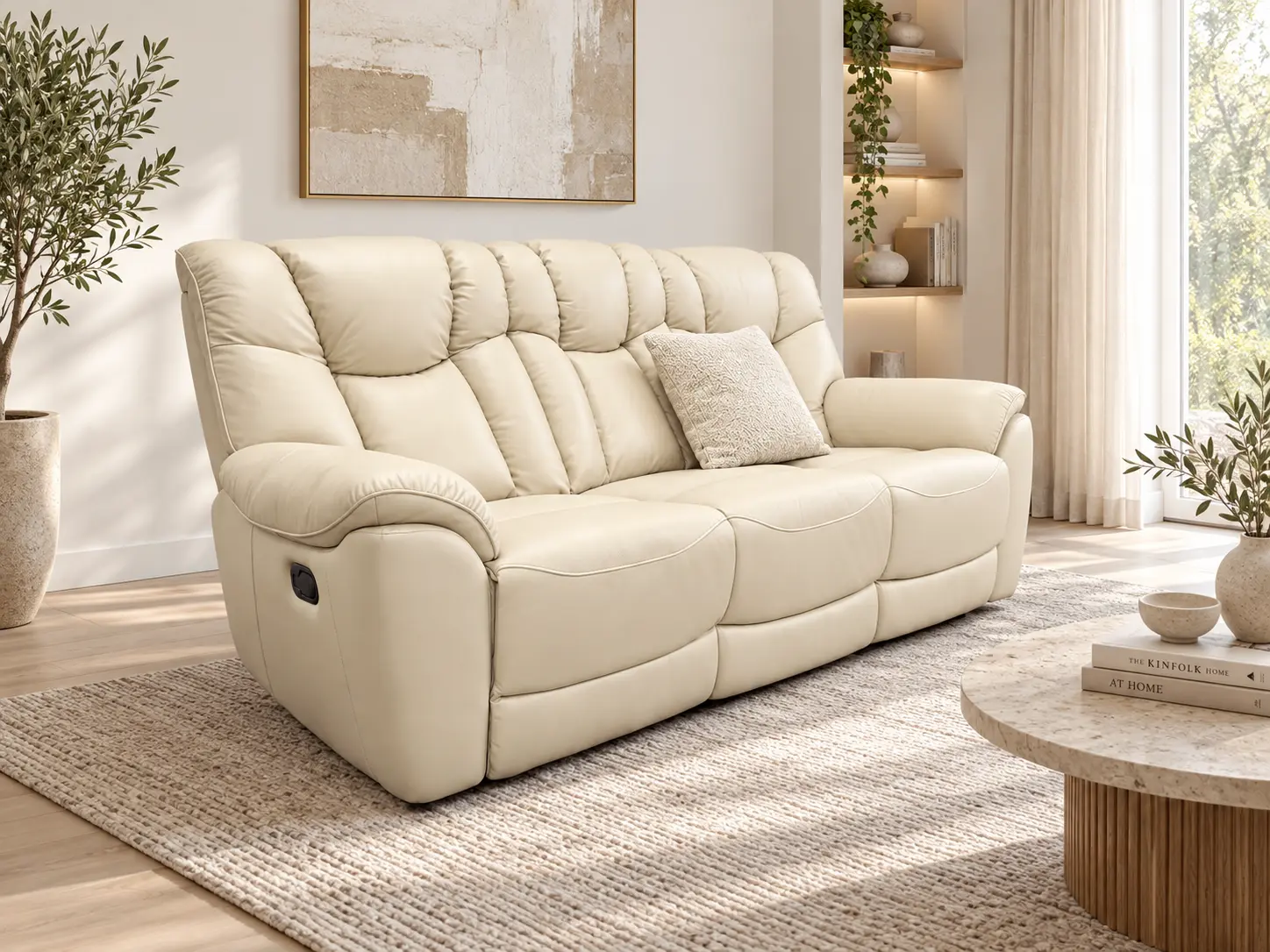 Odinė trivietė sofa su dviem reglaineriais COMFORT-210x90xH100 cm - šviesi spalva-4