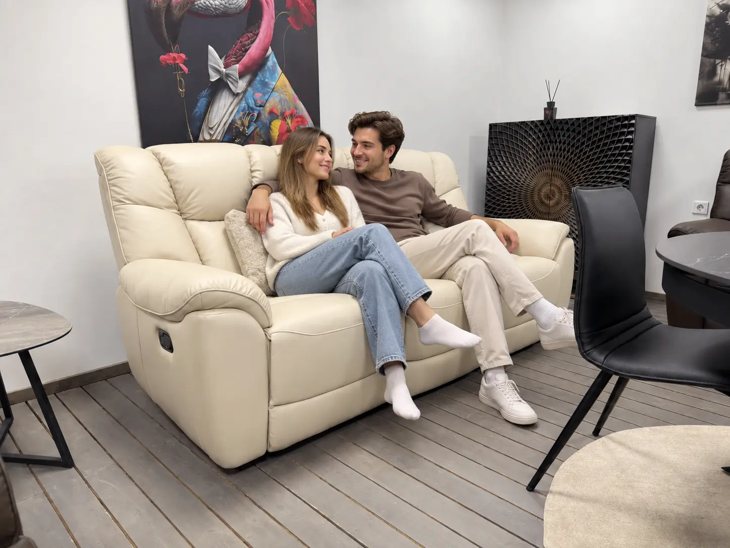 Odinė trivietė sofa su dviem reglaineriais COMFORT-210x90xH100 cm - šviesi spalva-6