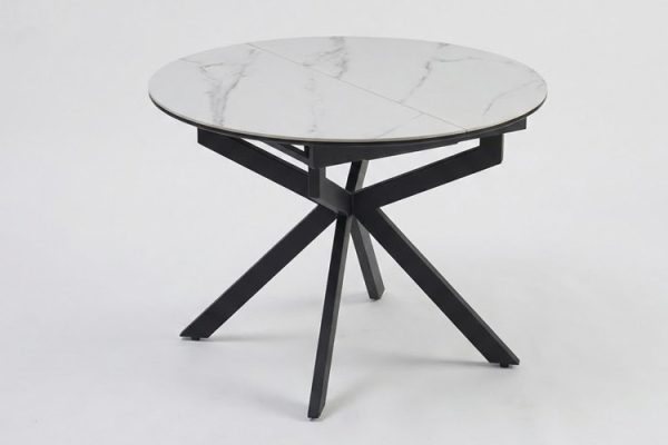 Apvalus išskleidžiamas virtuvės stalas ROUND-WHITE 100 (130)xH75 cm