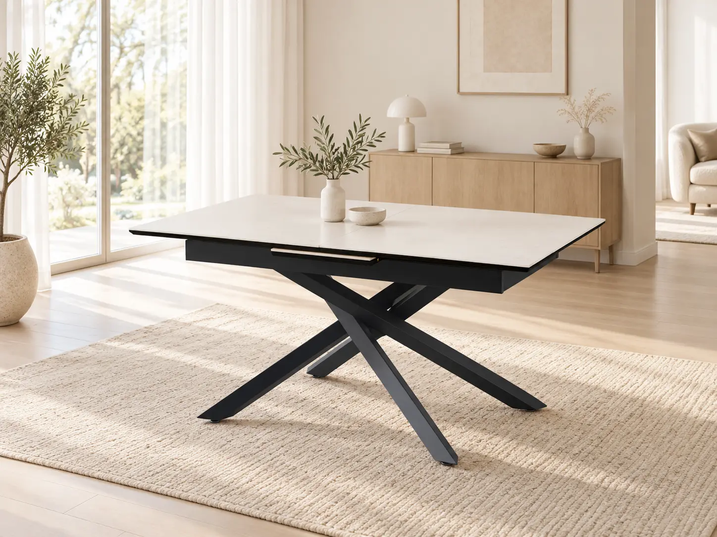 Išskleidžiamas keramikinis stalas RUBIN-Ceramic beige 160 (200)x90xH75 cm-16