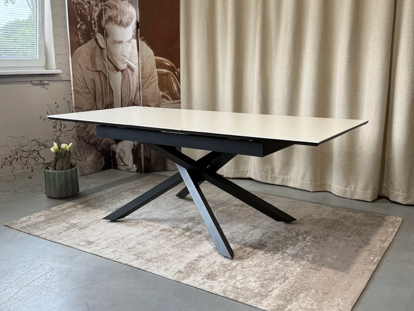 Išskleidžiamas keramikinis stalas RUBIN-Ceramic beige 160 (200)x90xH75 cm-5