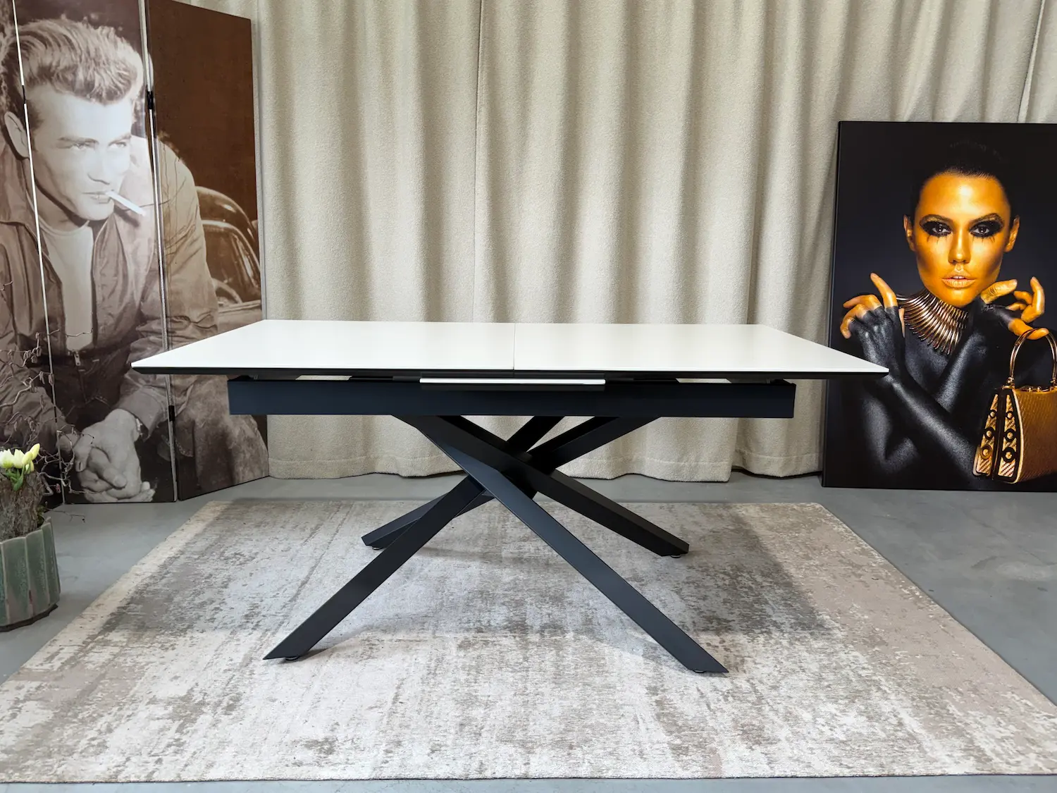 Išskleidžiamas keramikinis stalas RUBIN-Ceramic beige 160 (200)x90xH75 cm-6