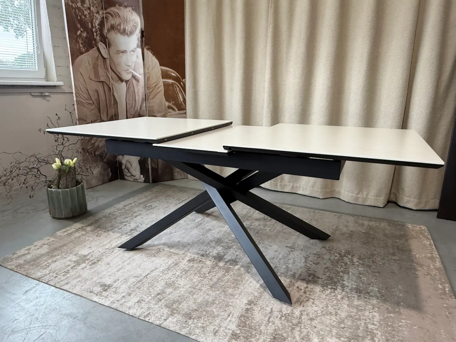 Išskleidžiamas keramikinis stalas RUBIN-Ceramic beige 160 (200)x90xH75 cm-7