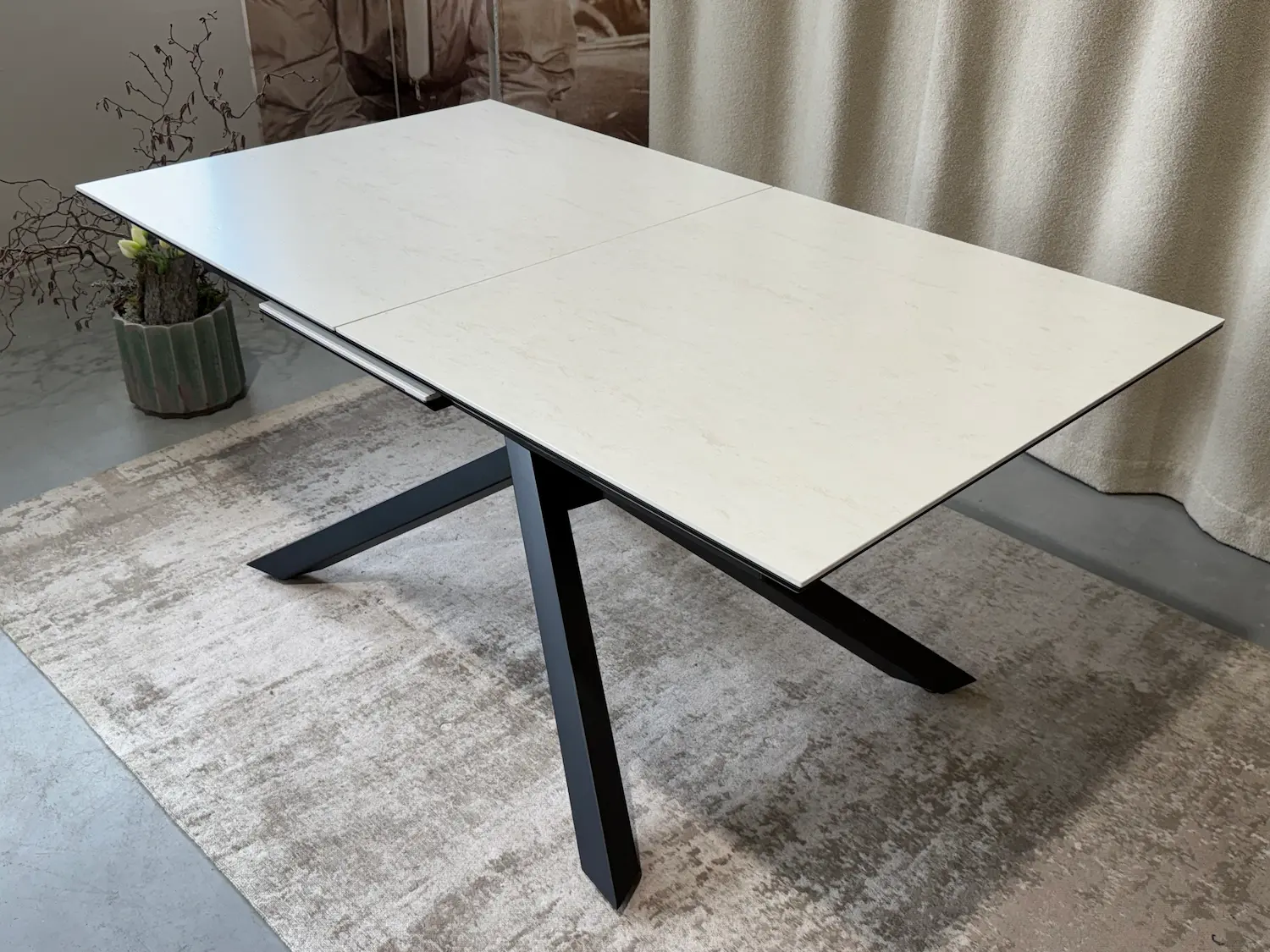 Išskleidžiamas keramikinis stalas RUBIN-Ceramic beige 160 (200)x90xH75 cm-8
