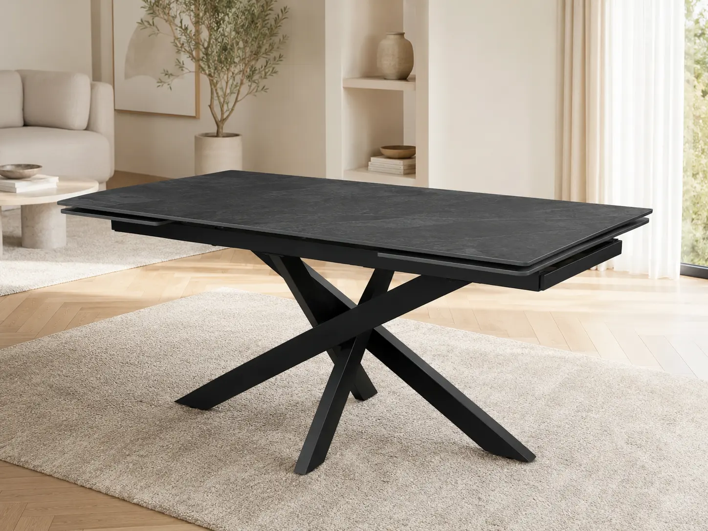 Išskleidžiamas stalas ARTISTICO-Dark Grey 160 (240)x90xH75 cm-8