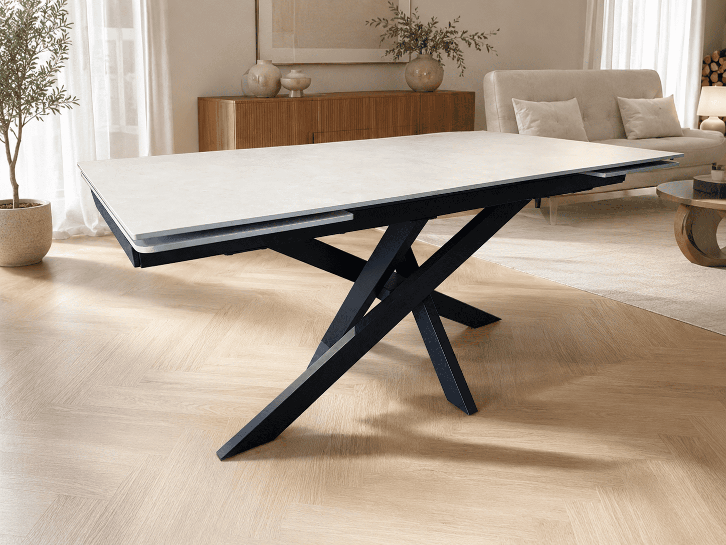Išskleidžiamas stalas ARTISTICO-Light Grey 160 (240)x90xH75 cm-5