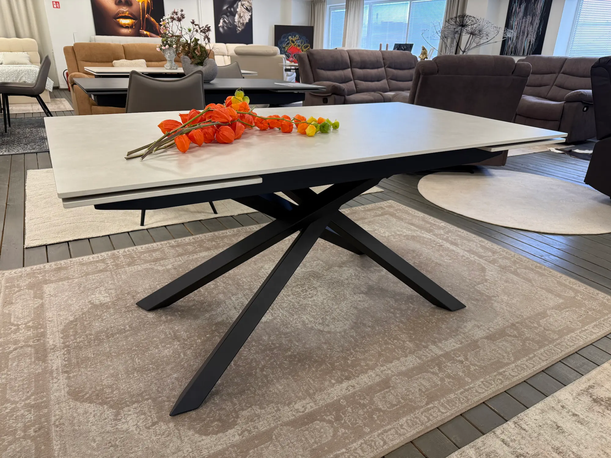 Išskleidžiamas stalas BLANCO-Kamen Light Grey 160 (240)x90xH75 cm-16