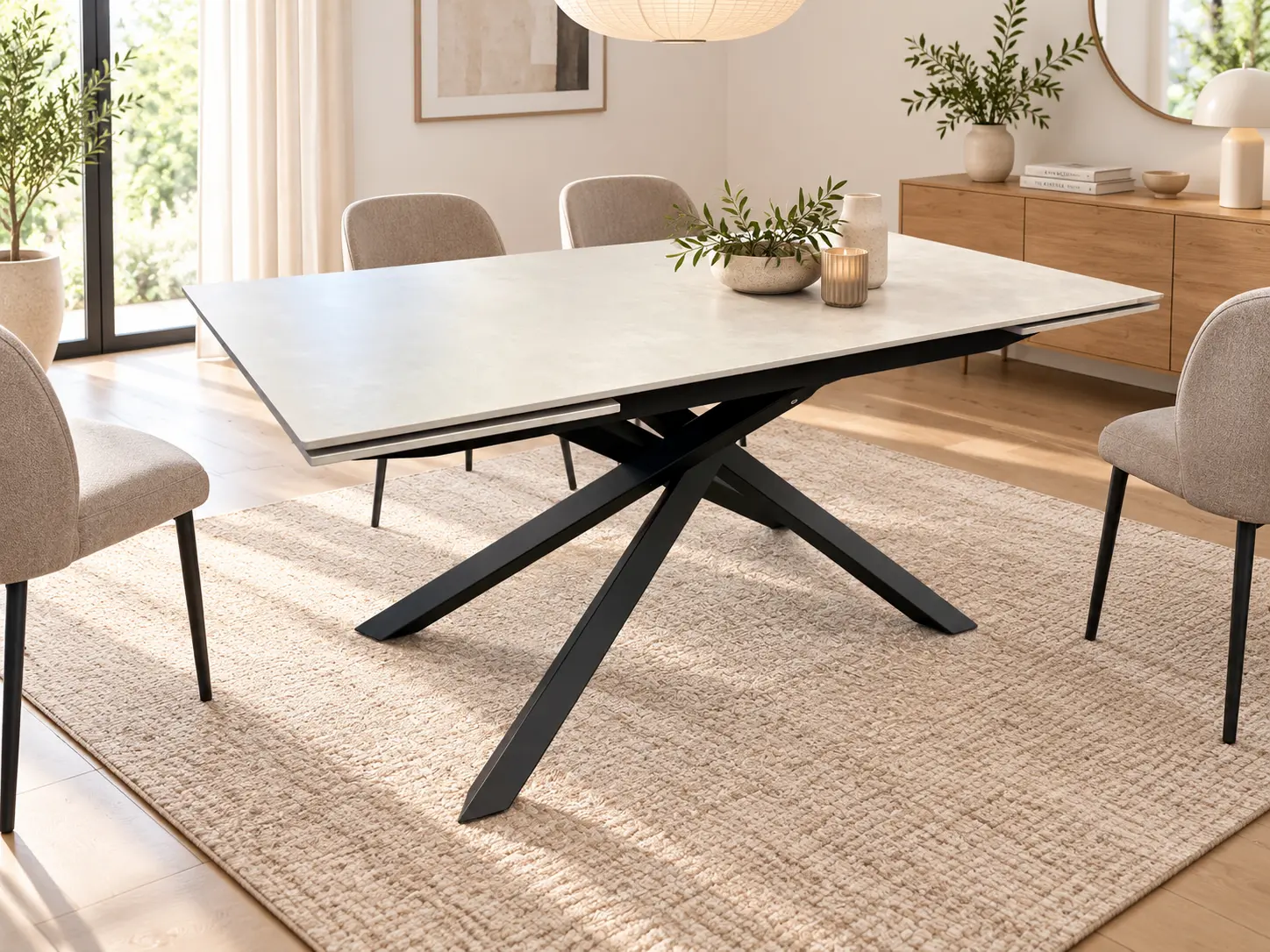 Išskleidžiamas stalas BLANCO-Kamen Light Grey 160 (240)x90xH75 cm-8