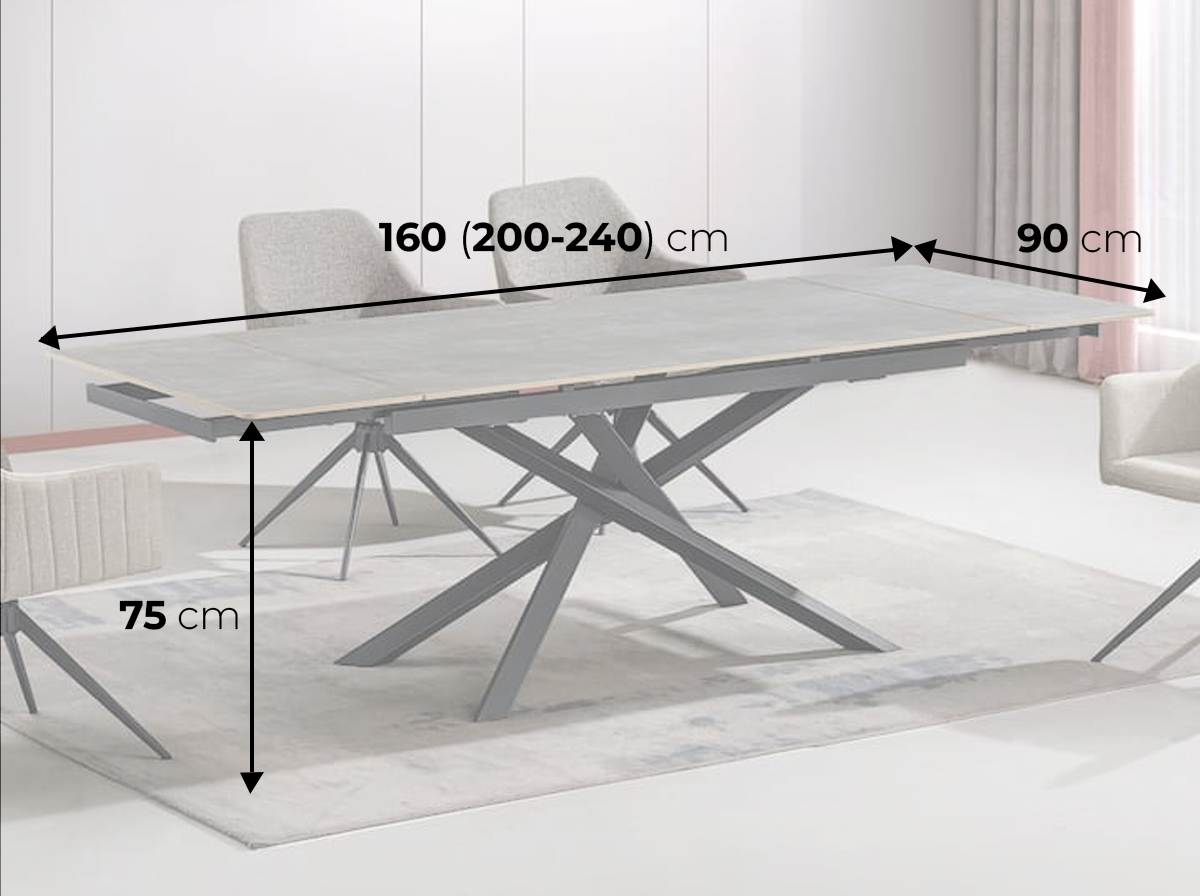 Išskleidžiamas stalas ORION-Dark Grey 160 (240)x90xH75 cm-6