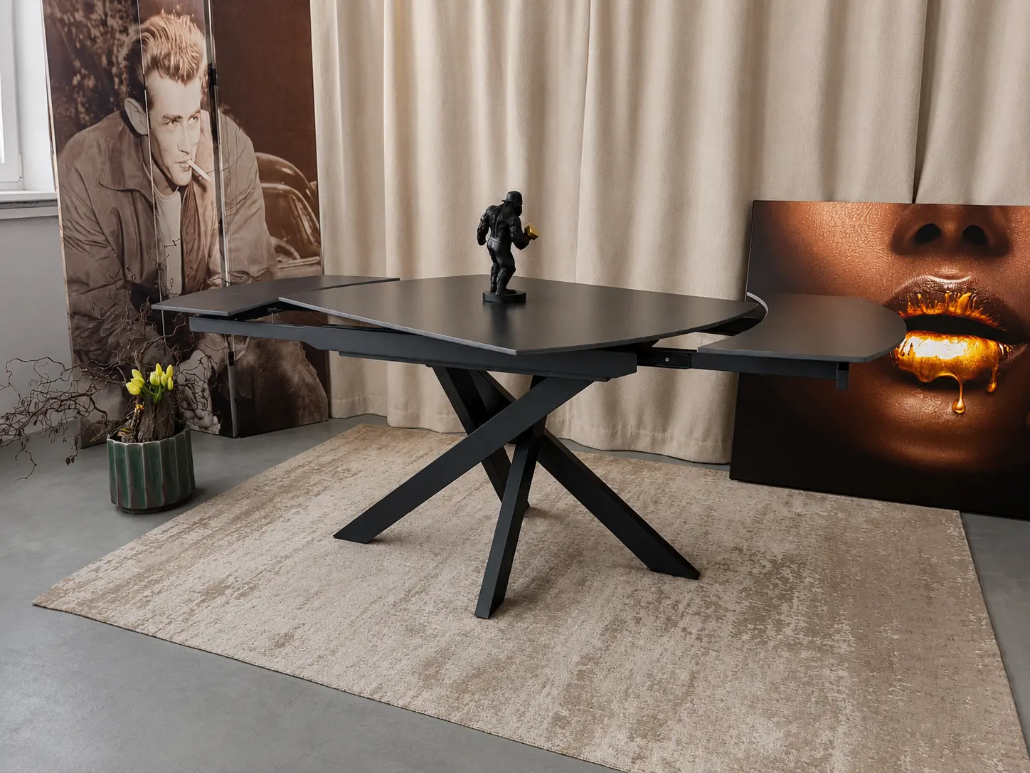 Išsukamas stalas TWISTER-Dark Grey 120 (180)x90xH75 cm-11