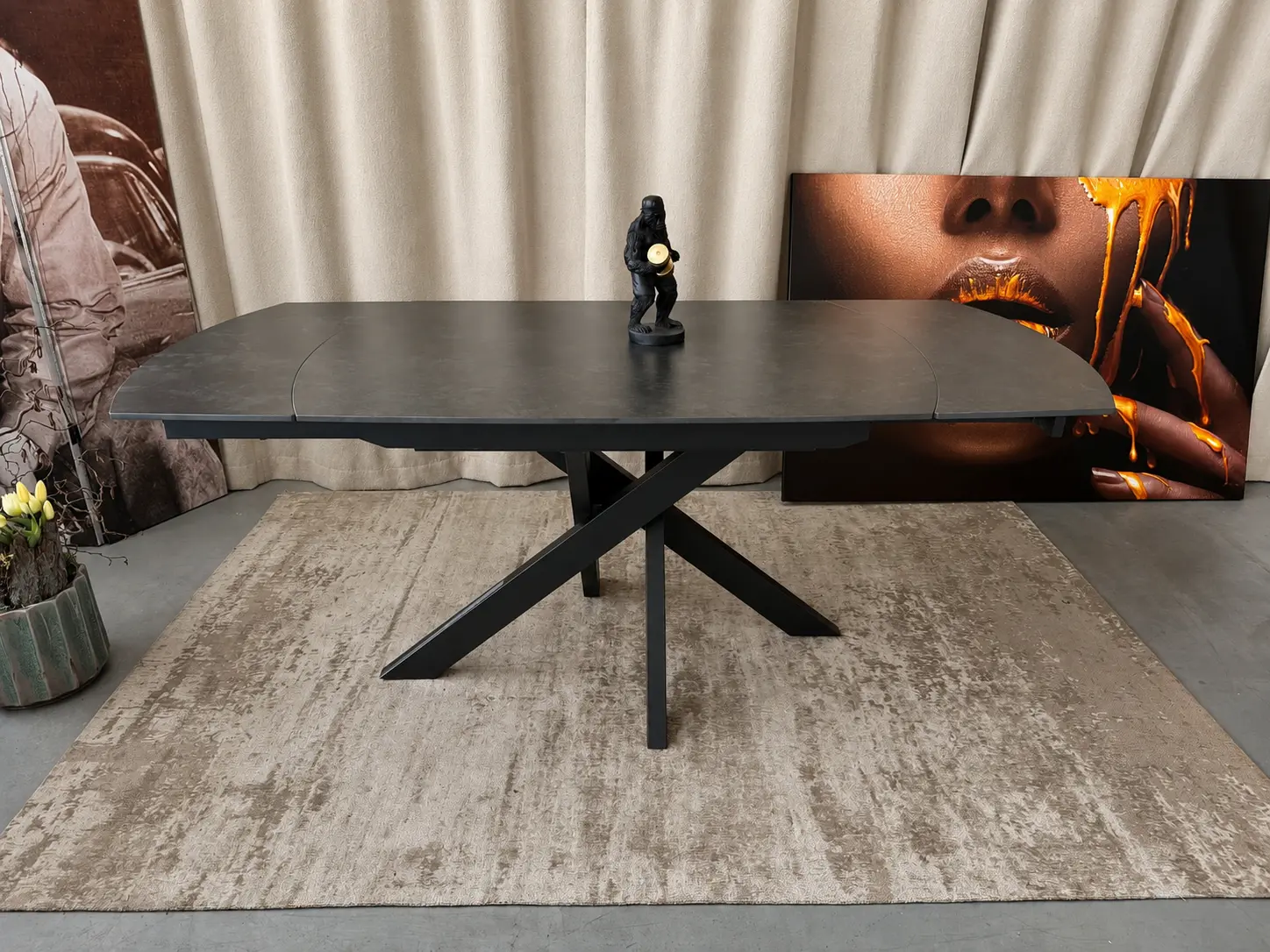 Išsukamas stalas TWISTER-Dark Grey 120 (180)x90xH75 cm-12