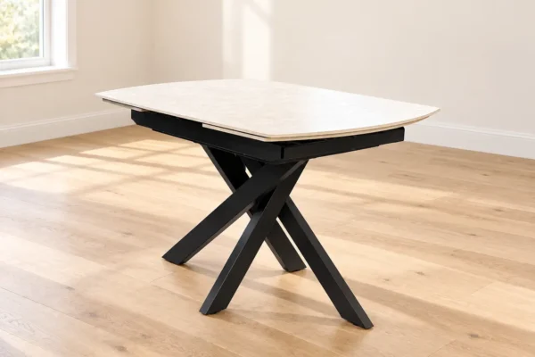 Išsukamas stalas TWISTER-Light Grey 120 (180)x90xH75 cm