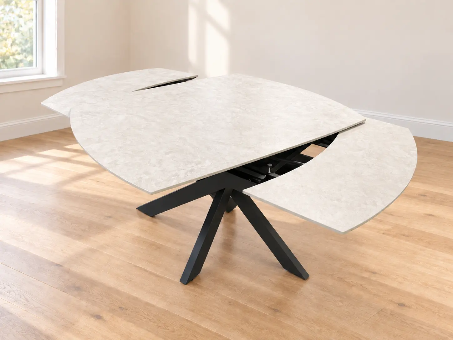 Išsukamas stalas TWISTER-Light Grey 120 (180)x90xH75 cm-11