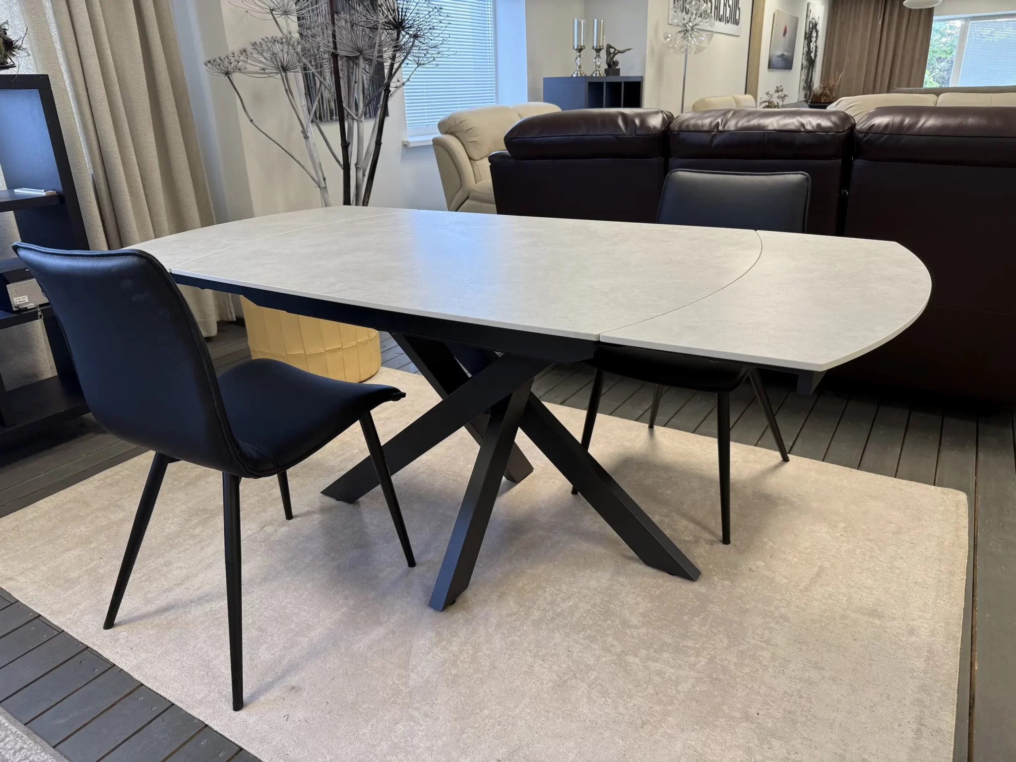 Išsukamas stalas TWISTER-Light Grey 120 (180)x90xH75 cm-6