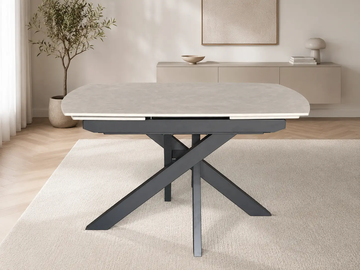 Išsukamas stalas TWISTER-Light Grey 120 (180)x90xH75 cm-8