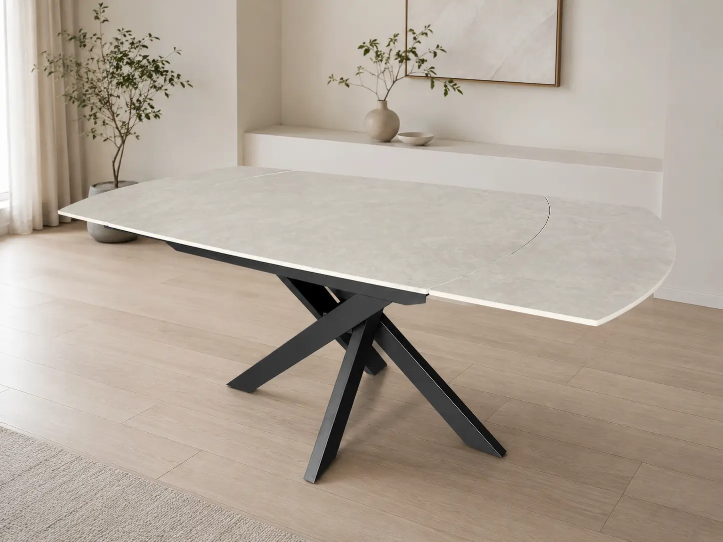 Išsukamas stalas TWISTER-Light Grey 120 (180)x90xH75 cm-9