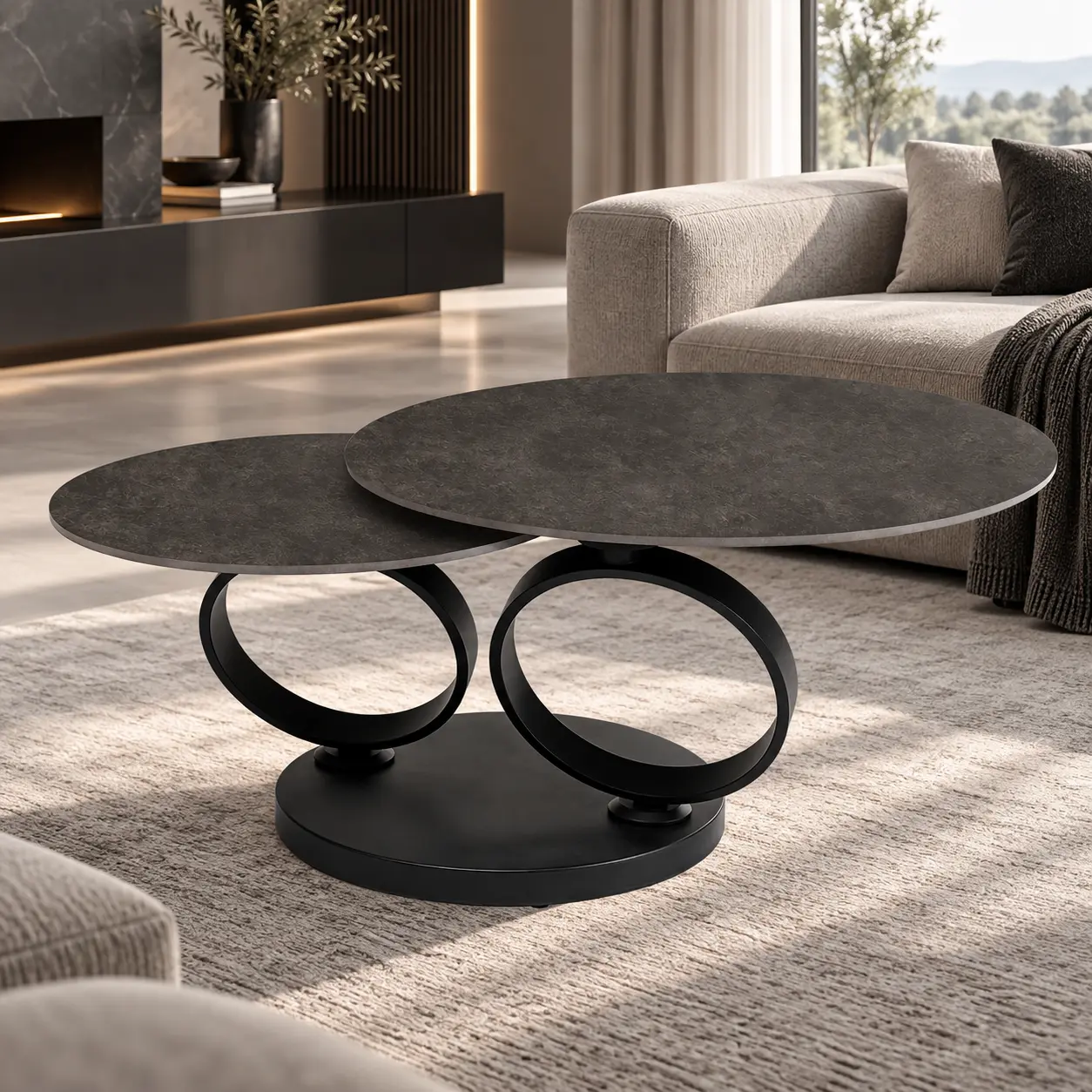 Kavos staliukas RING-Dark Grey – 80 (133)x80xH43 cm-6