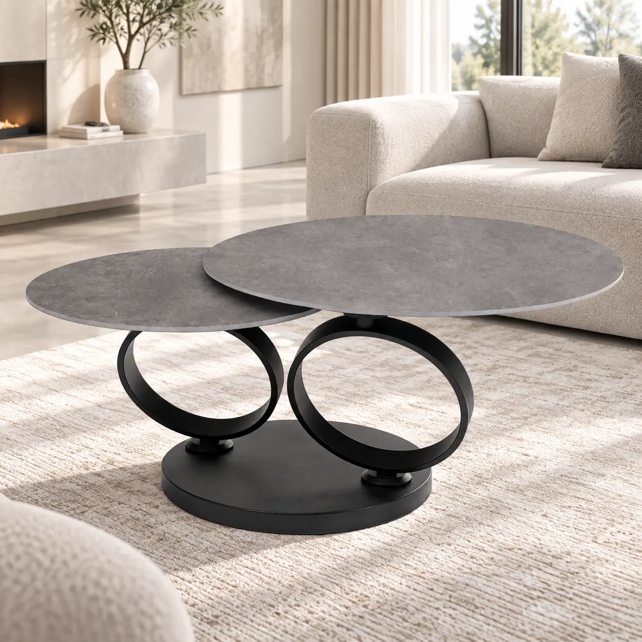 Kavos staliukas RING-Medium Grey – 80 (133)x80xH43 cm-6