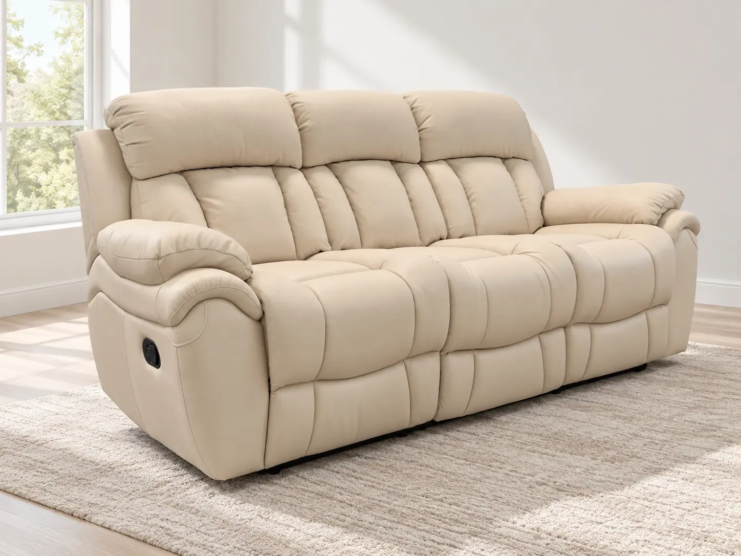 Odinė trivietė sofa su dviem reglaineriais VANILLA - 218x96xH101 cm - šviesi spalva-7
