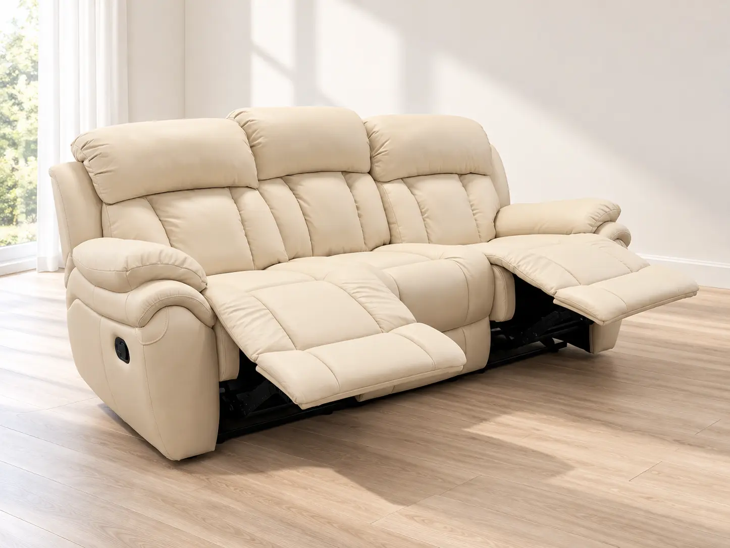 Odinė trivietė sofa su dviem reglaineriais VANILLA - 218x96xH101 cm - šviesi spalva-8