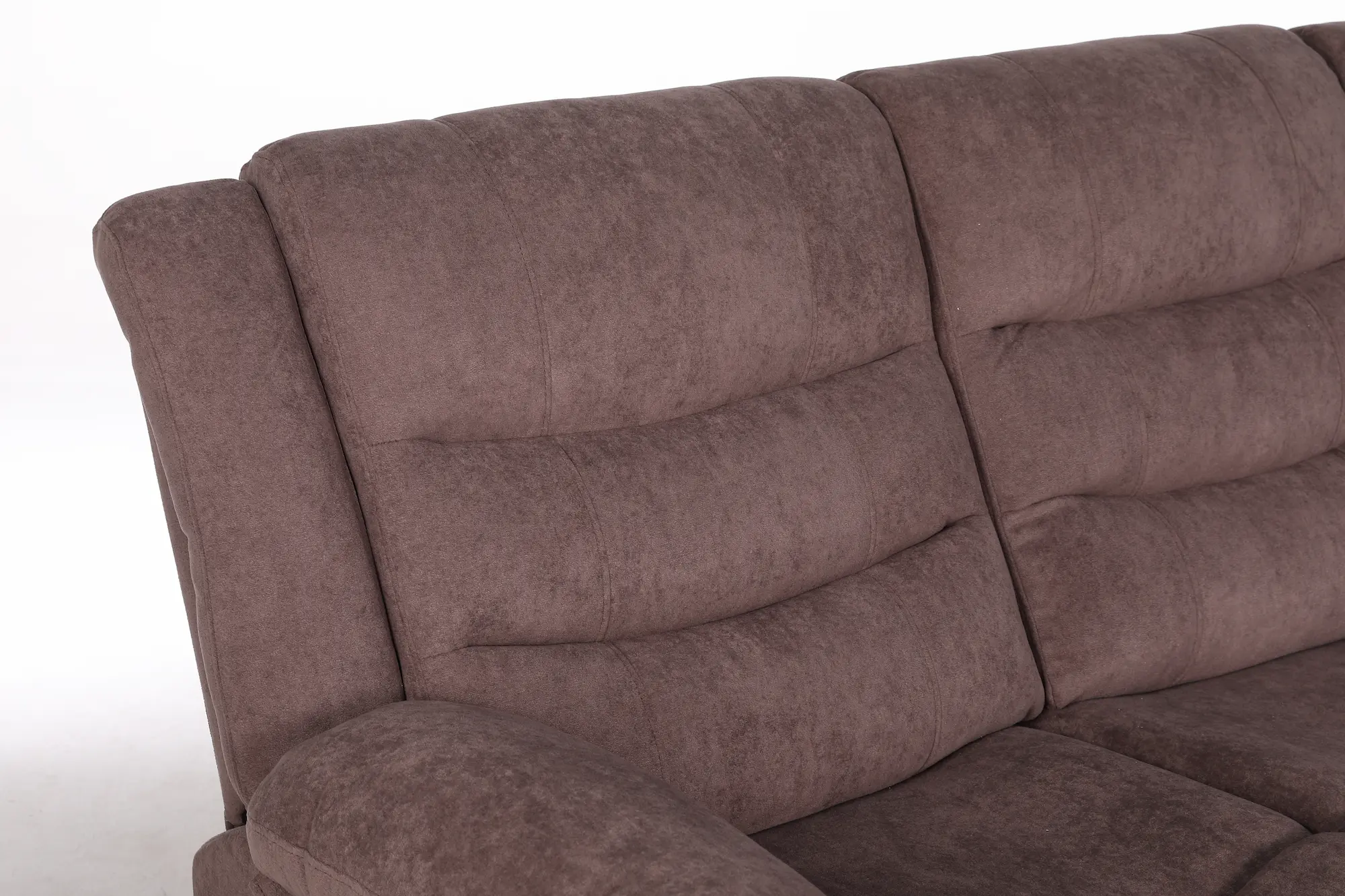 Trivietė sofa su reglaineriais RAMZI – tamsiai rusva spalva – 208x97xH102 cm-11