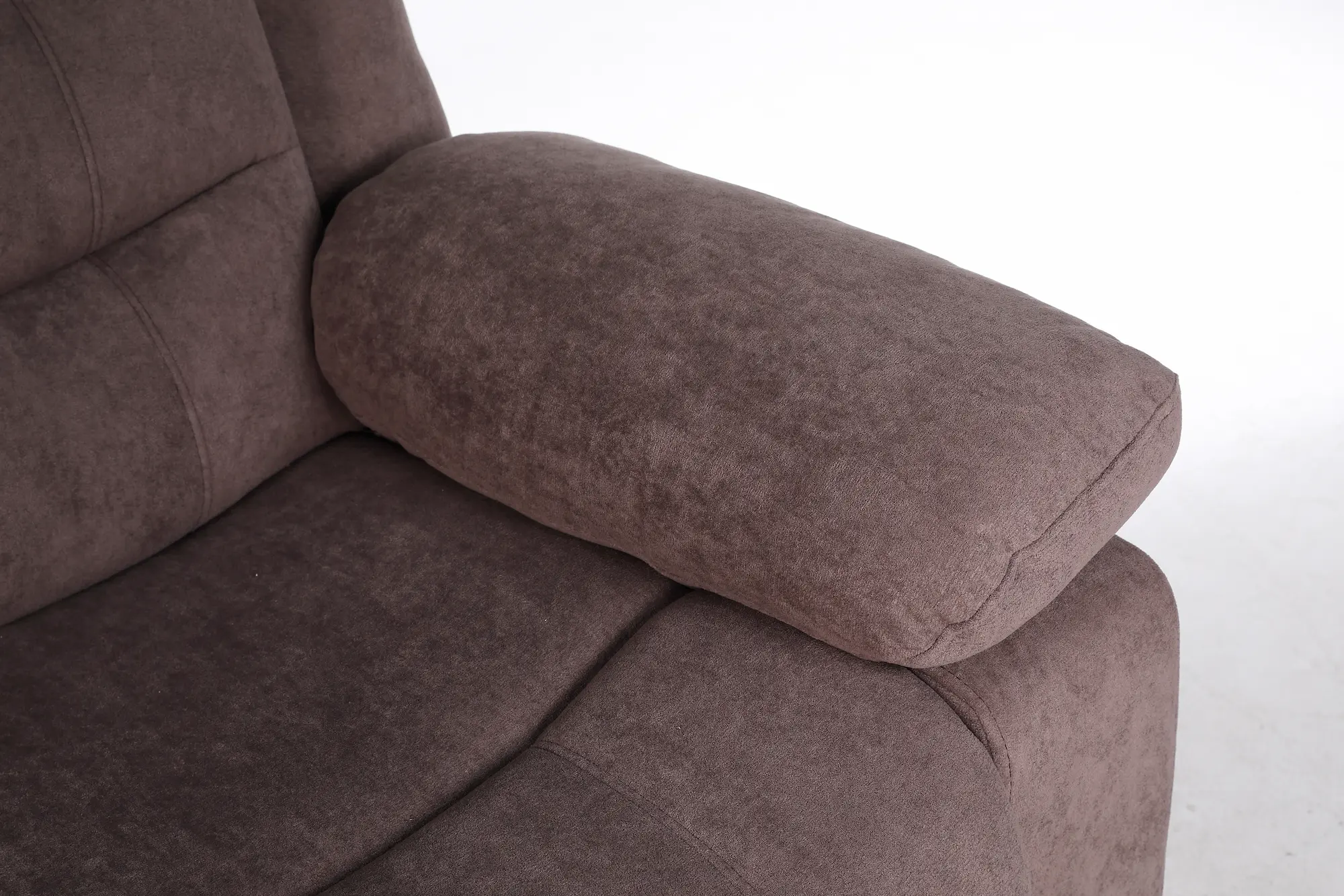 Trivietė sofa su reglaineriais RAMZI – tamsiai rusva spalva – 208x97xH102 cm-12
