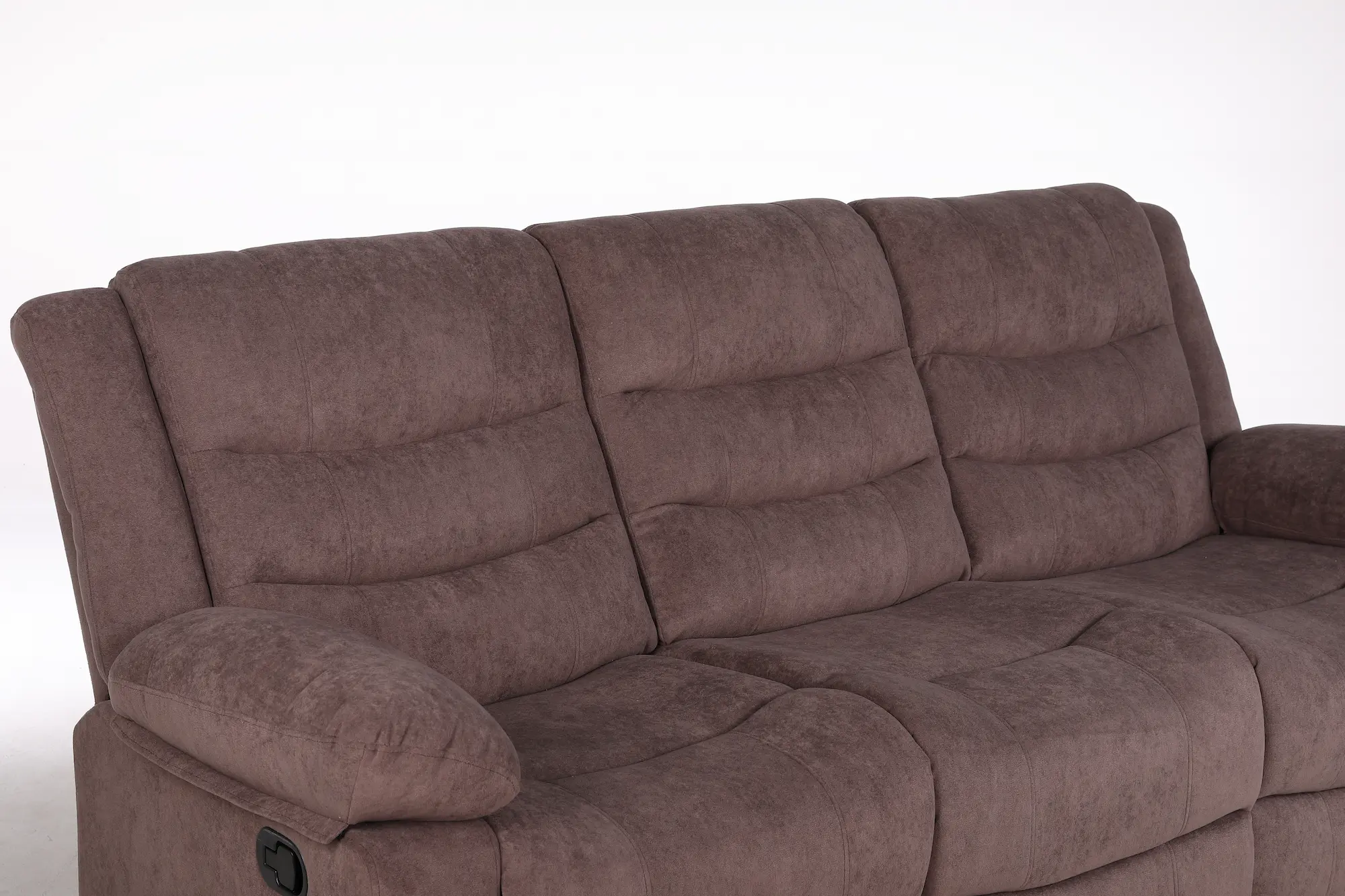 Trivietė sofa su reglaineriais RAMZI – tamsiai rusva spalva – 208x97xH102 cm-9
