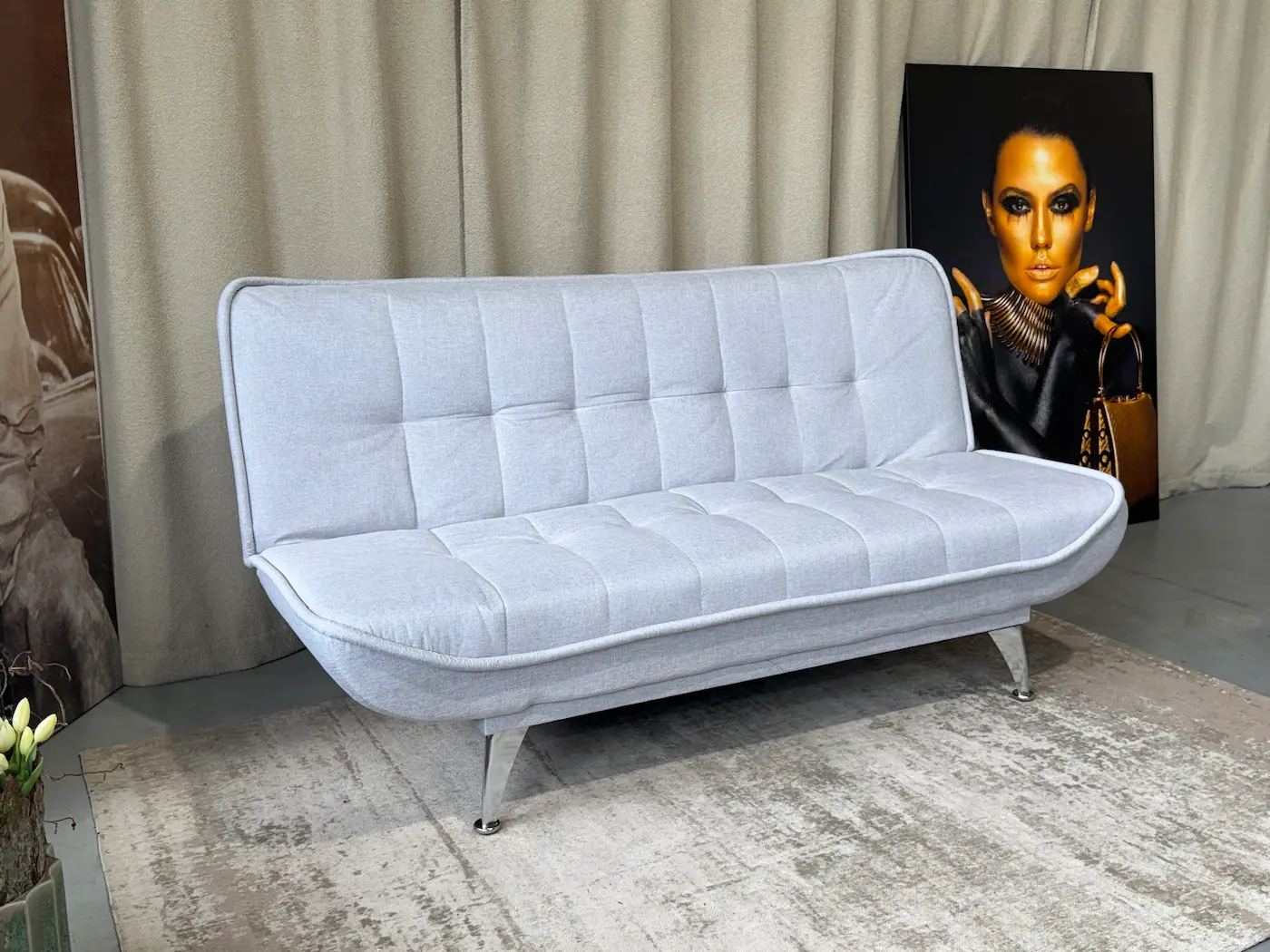 Sofa-lova NEO – 190x70xH80 cm – šviesiai pilka spalvos audinys-4