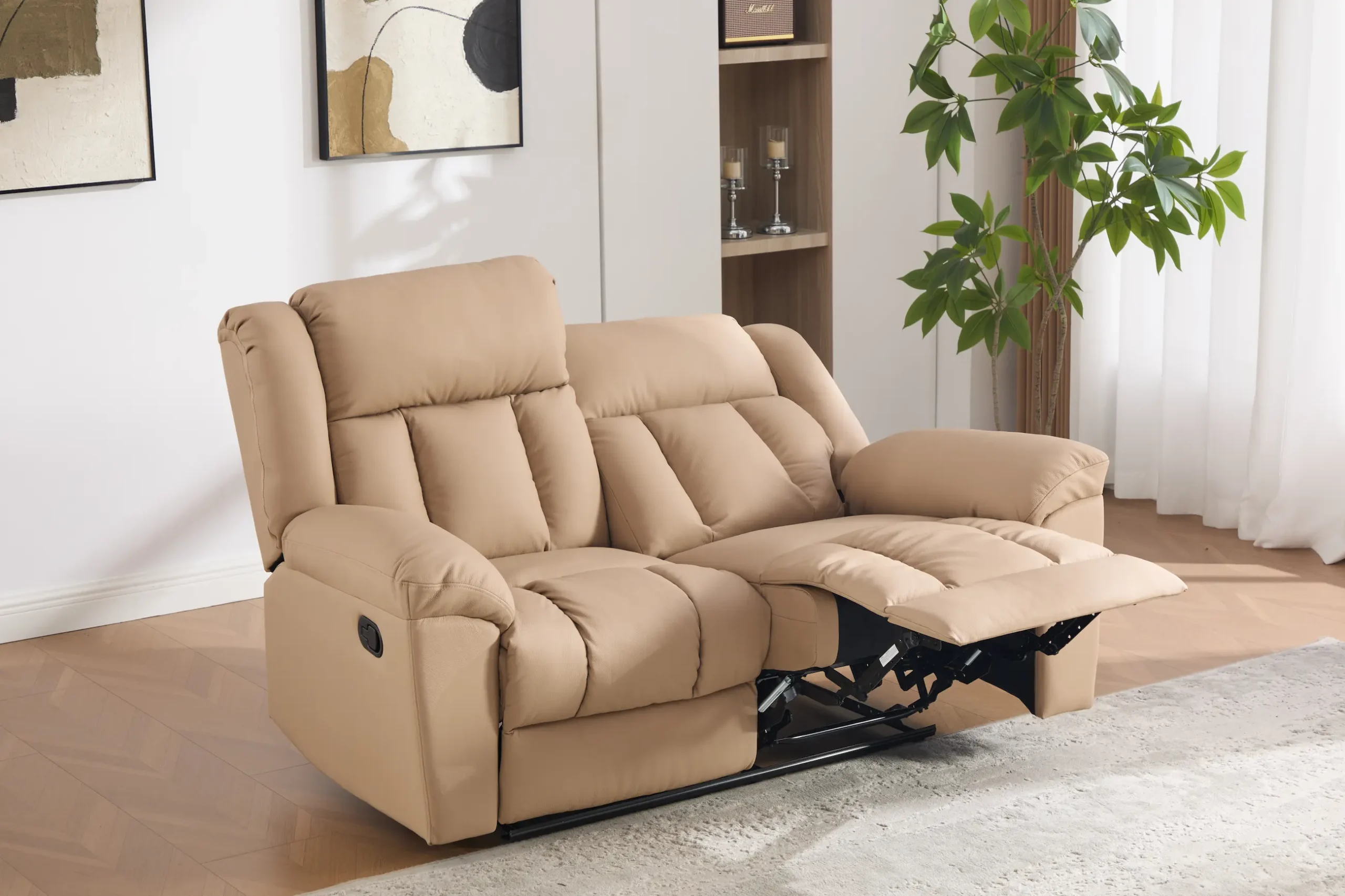 Dvivietė odinė sofa su reglaineriais DETROIT-BEIGE – 160x95xH104 cm-2