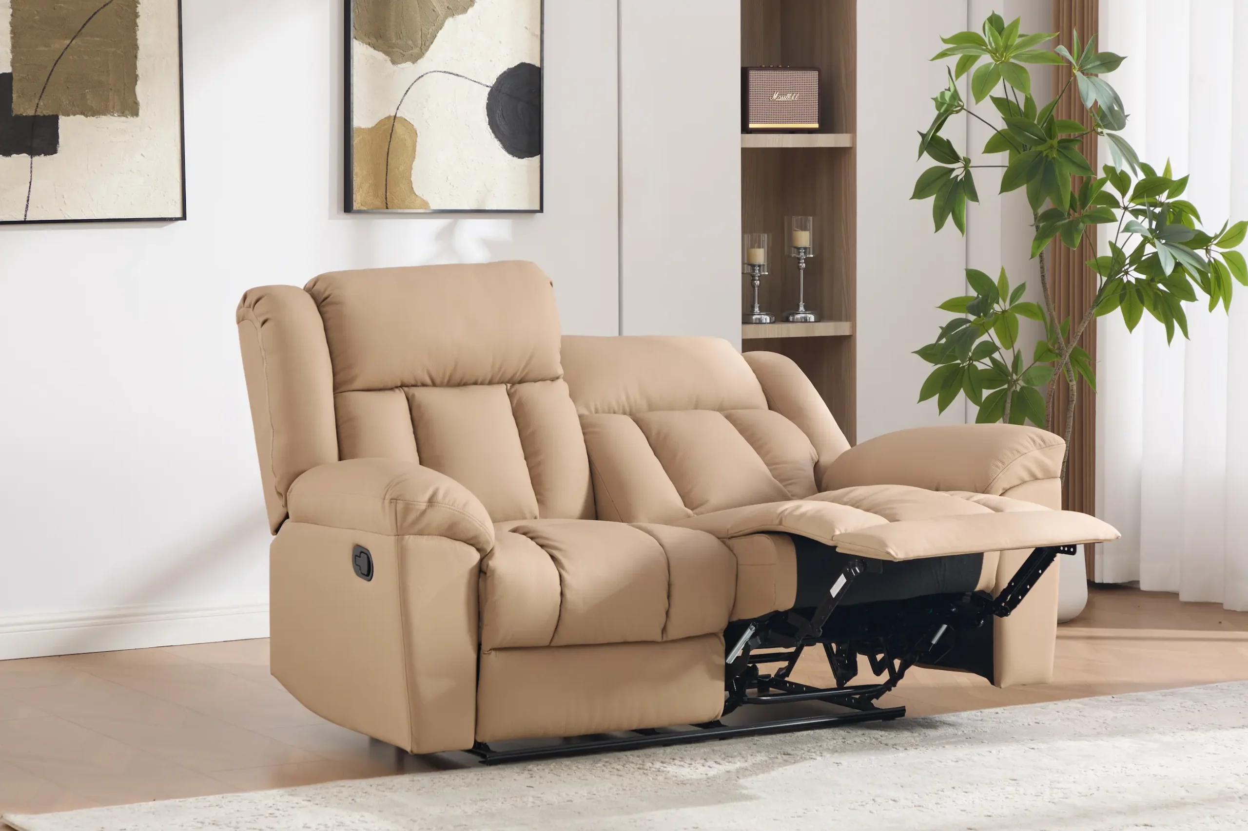 Dvivietė odinė sofa su reglaineriais DETROIT-BEIGE – 160x95xH104 cm-3