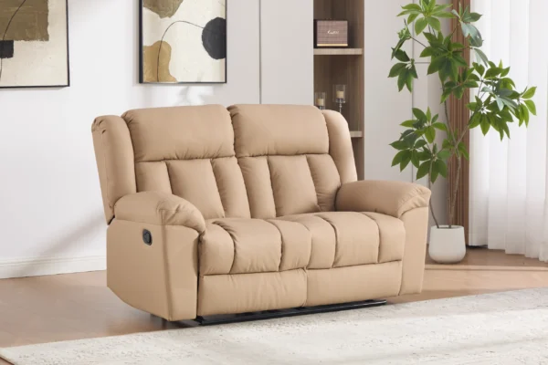 Dvivietė odinė sofa su reglaineriais DETROIT-BEIGE – 160x95xH104 cm
