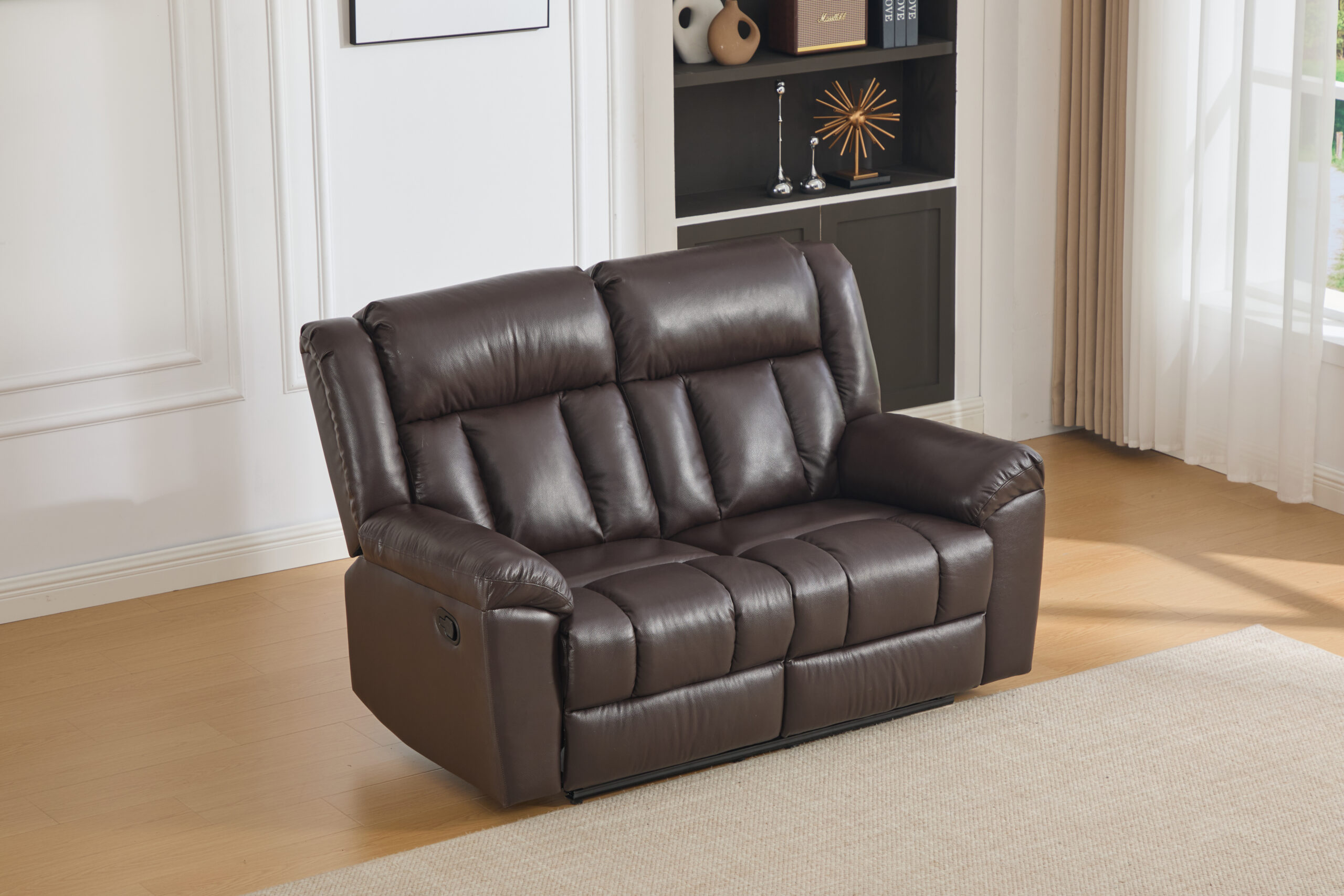 Dvivietė odinė sofa su reglaineriais DETROIT-BROWN – 160x95xH104 cm-1