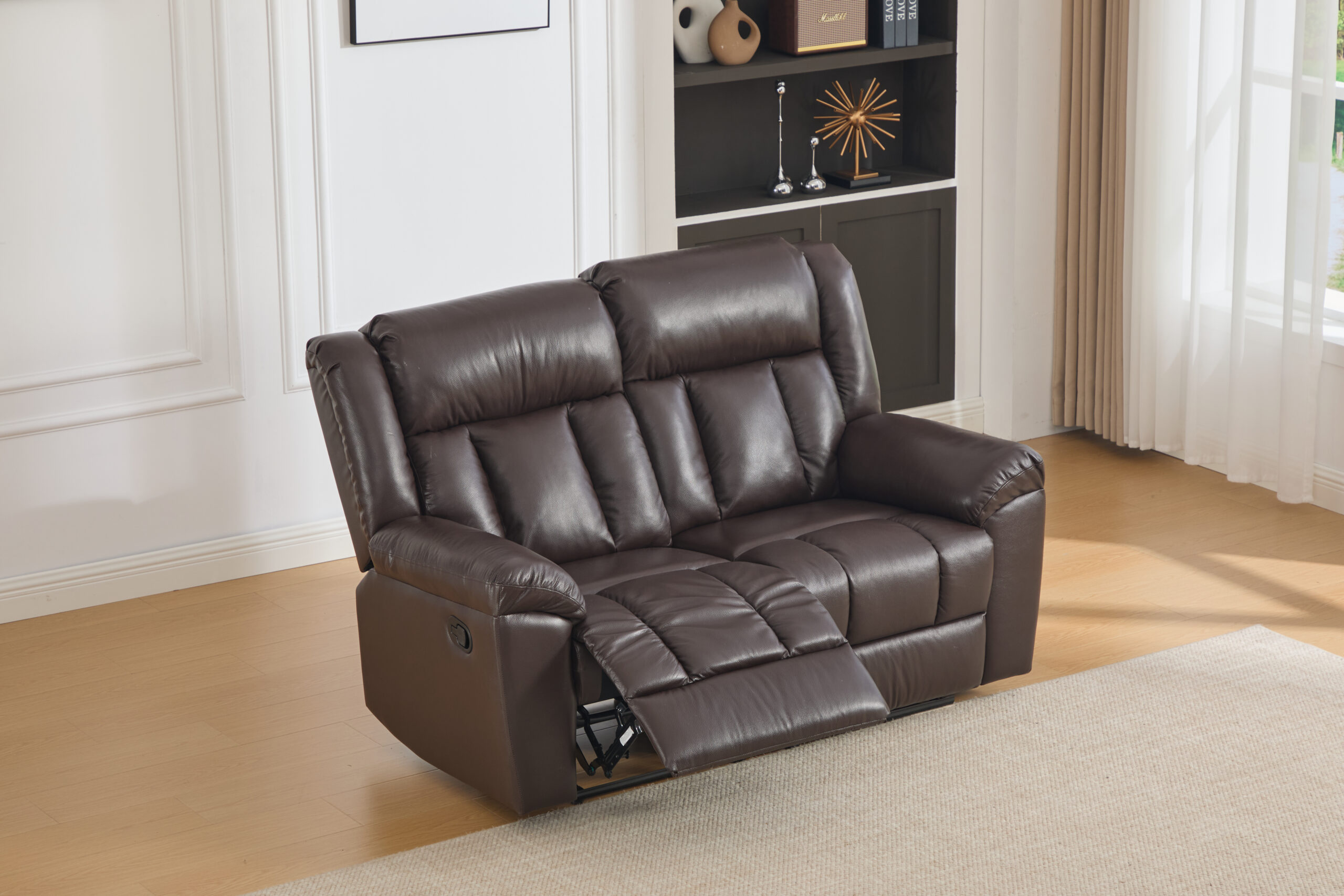 Dvivietė odinė sofa su reglaineriais DETROIT-BROWN – 160x95xH104 cm-2
